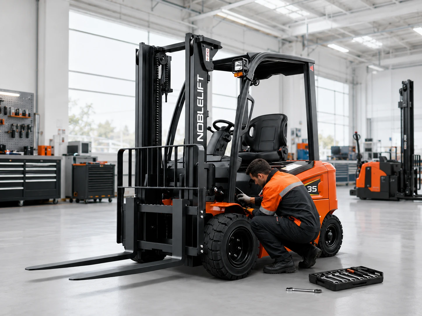 Noblelift Material Handling Australia maintenance workshop